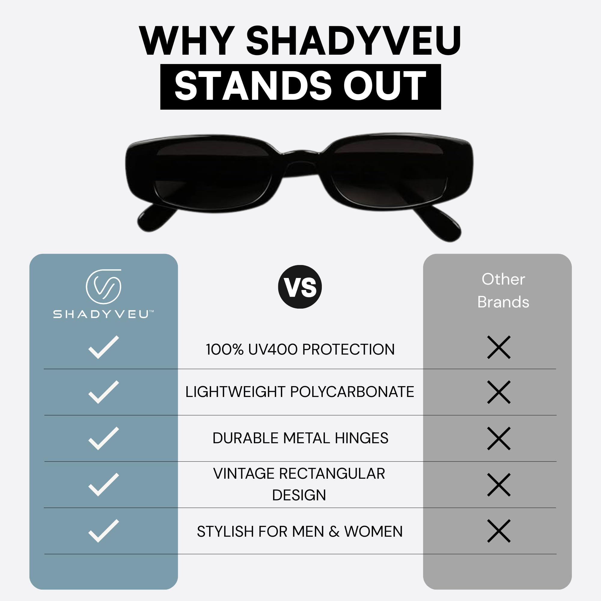 Slim Rectangular Sunglasses Vintage Retro UV Protection