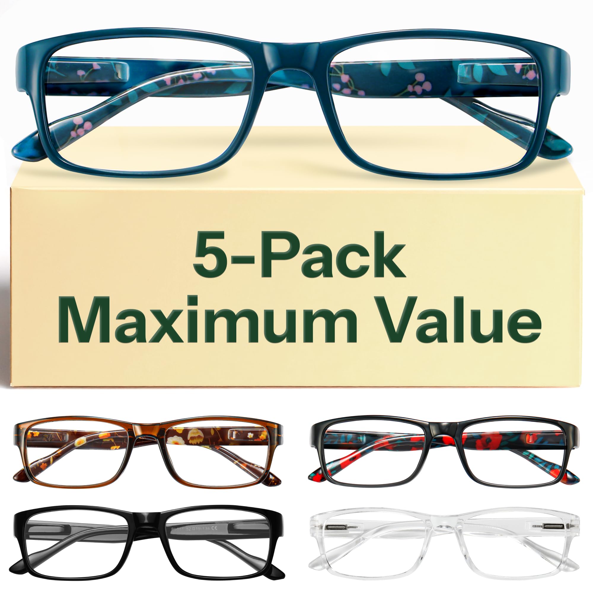 Blue Light Blocking Reading Glasses Computer Readers Value Pack