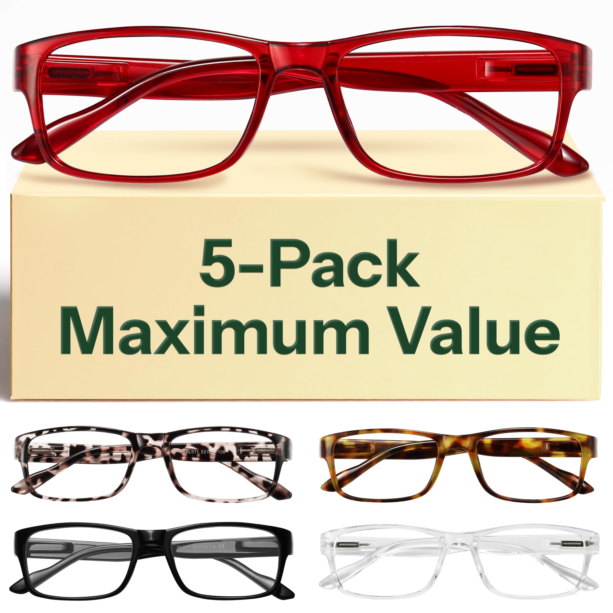 Blue Light Blocking Reading Glasses Computer Readers Value Pack