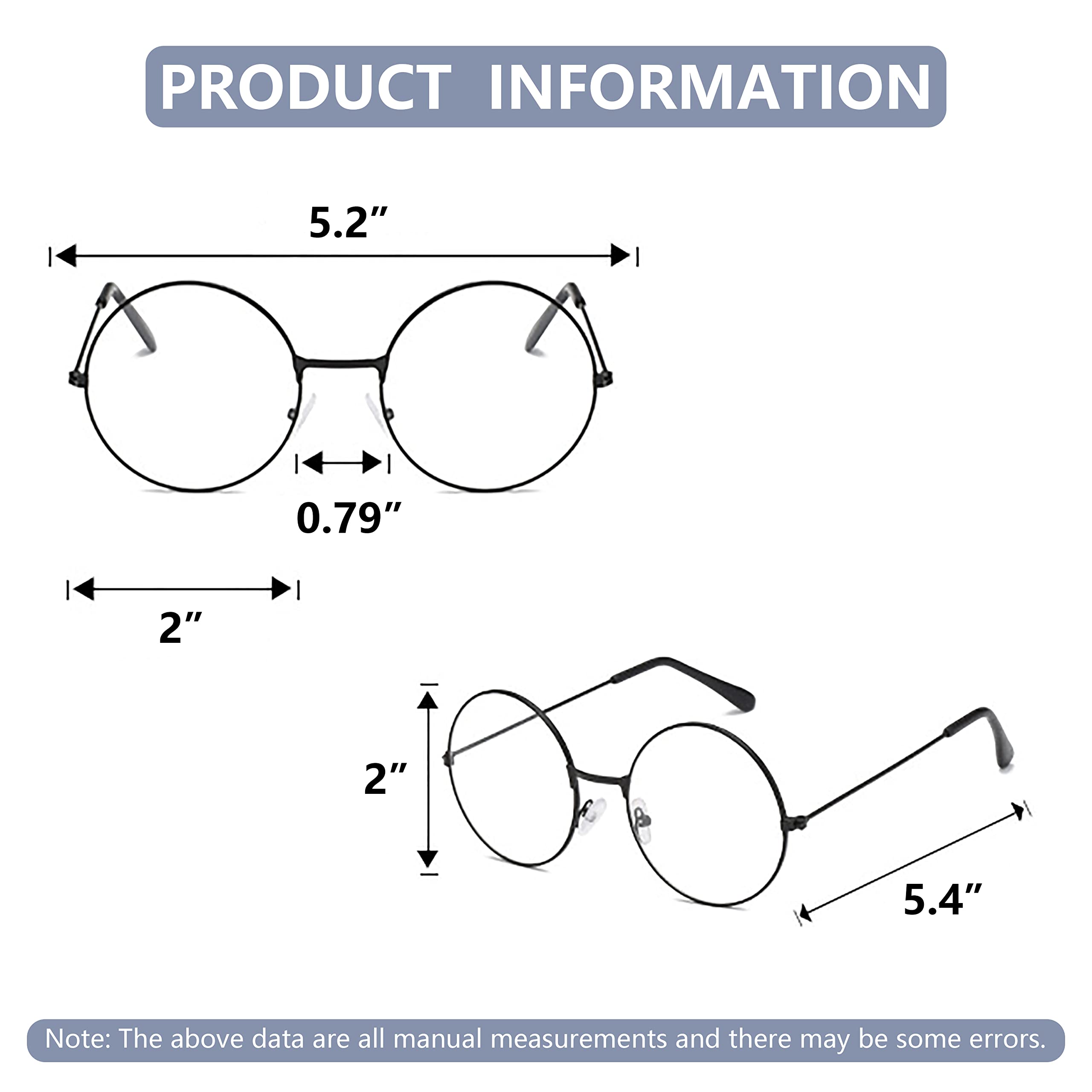 Classic Round Glasses Clear Lens Metal Frame Non Prescription