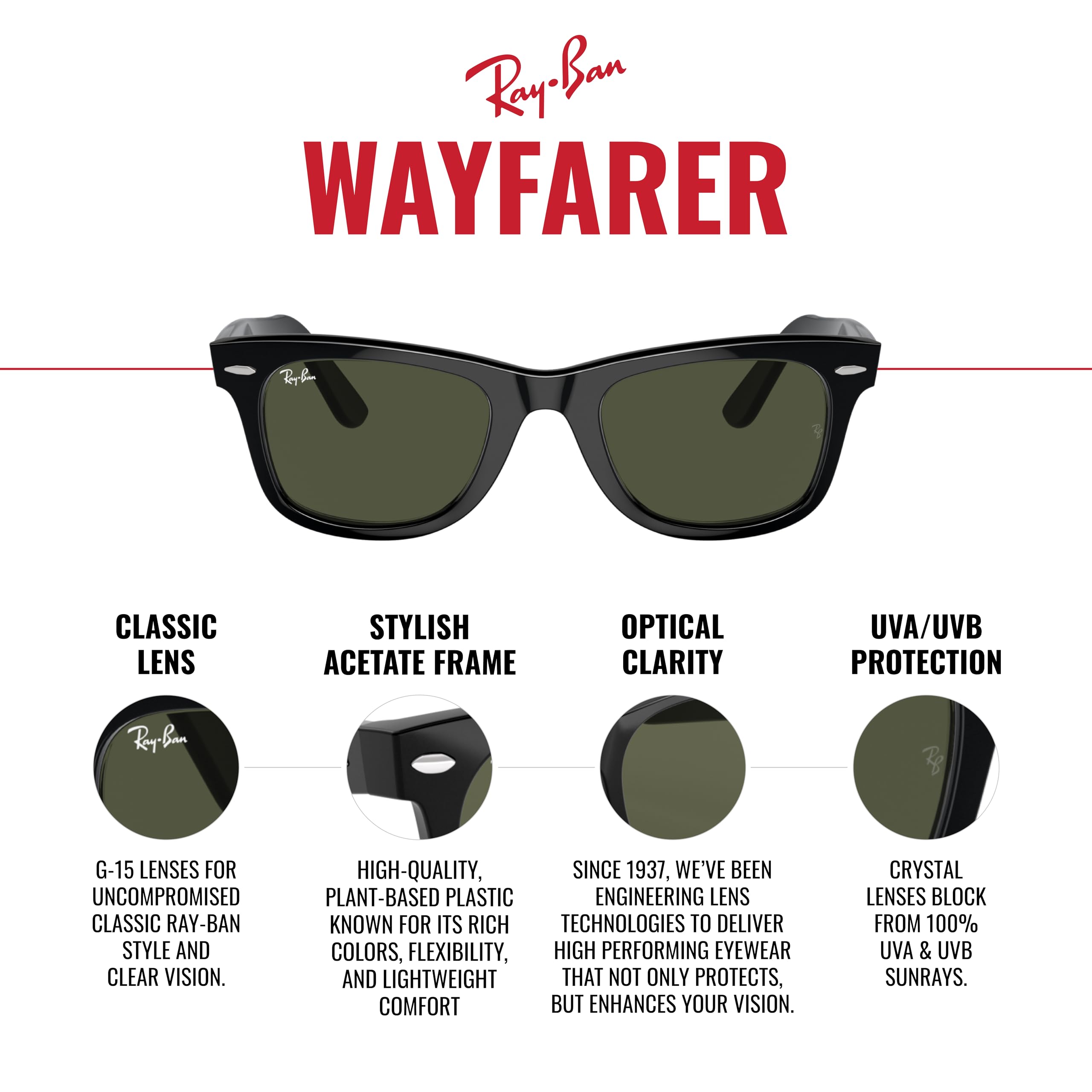 Original Wayfarer Square Sunglasses Classic UV Protection