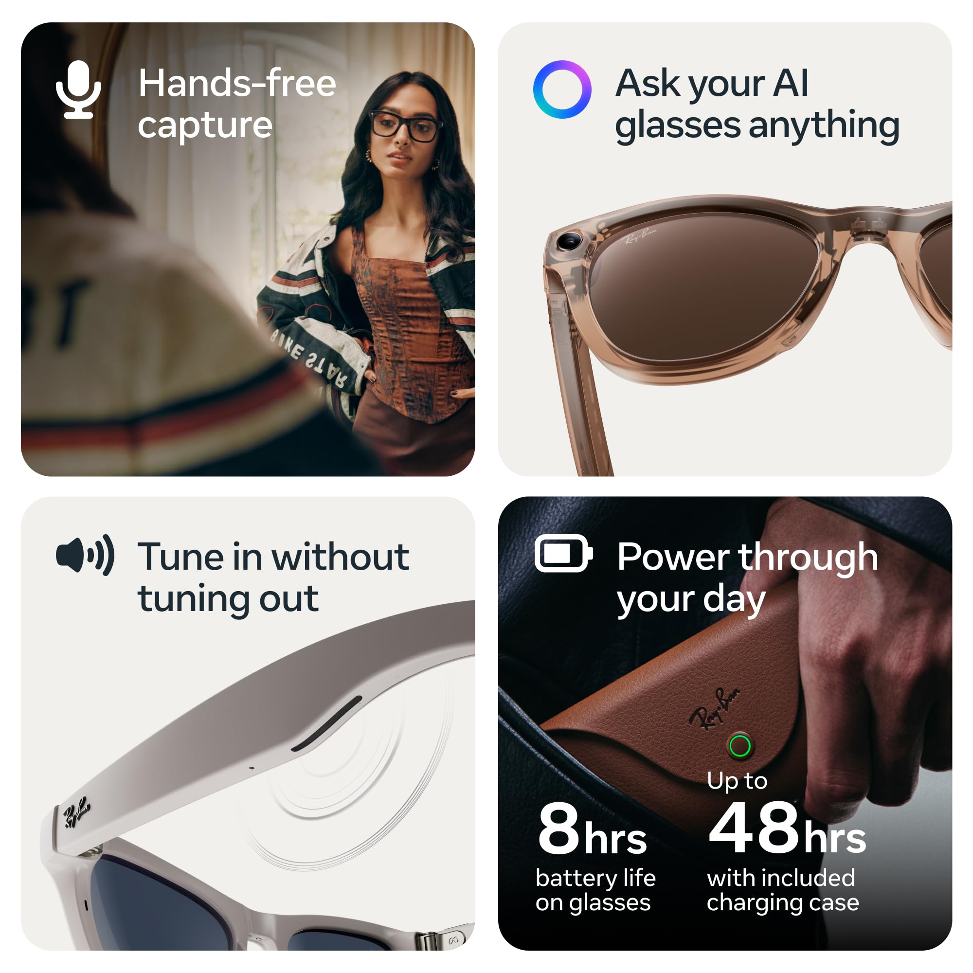 Smart Wayfarer Style Glasses Camera Audio Frame