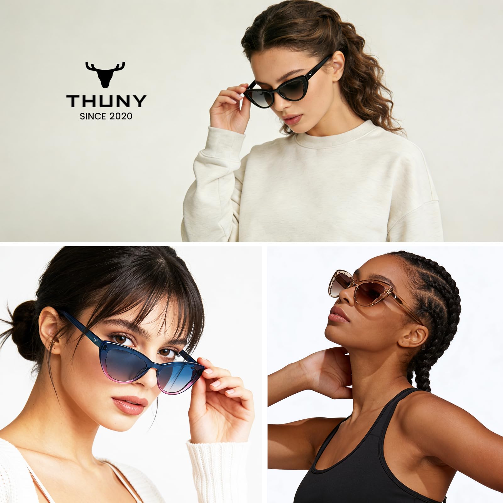 Retro Cat Eye Sunglasses Gradient Frame UV400 Protection