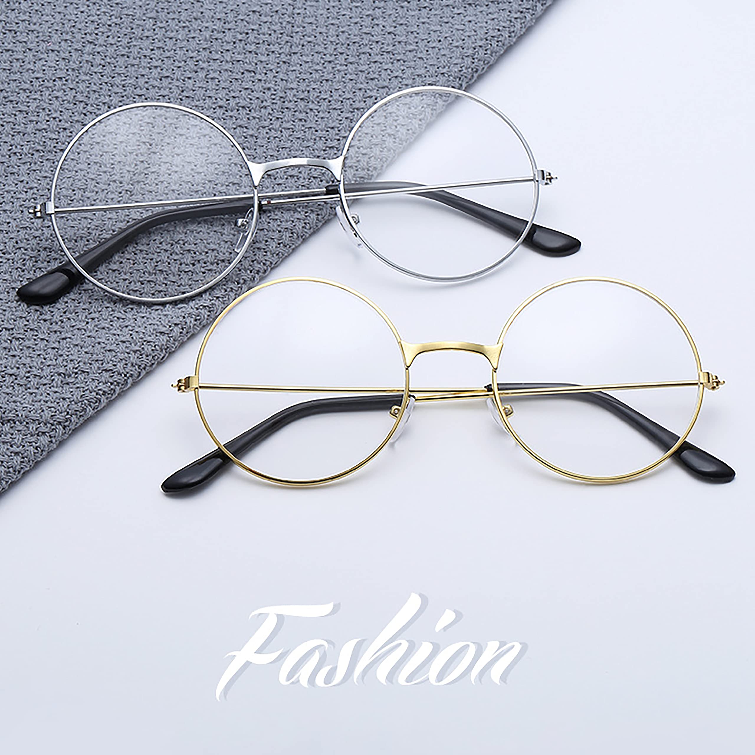Classic Round Glasses Clear Lens Metal Frame Non Prescription
