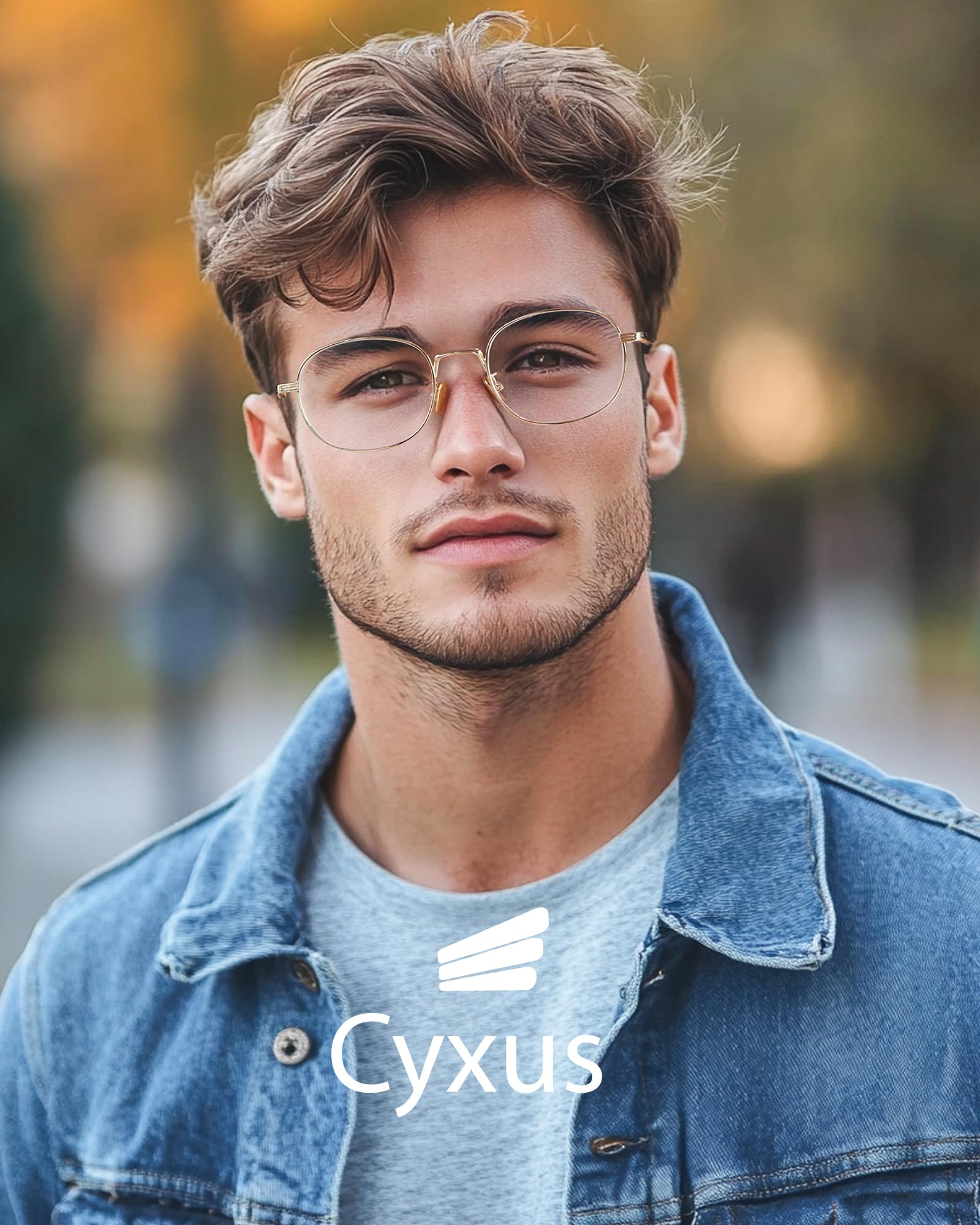 Oval Blue Light Blocking Glasses Metal Frame Anti Eye Strain