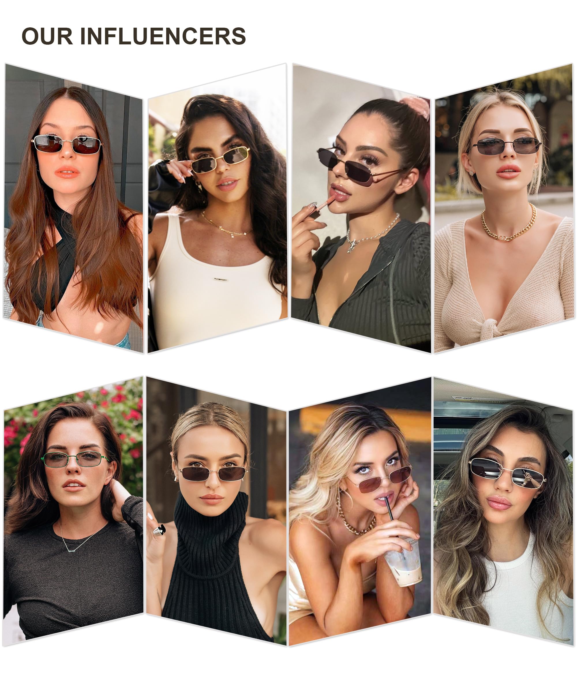 Y2K Retro Rectangle Sunglasses Narrow Thin Frame