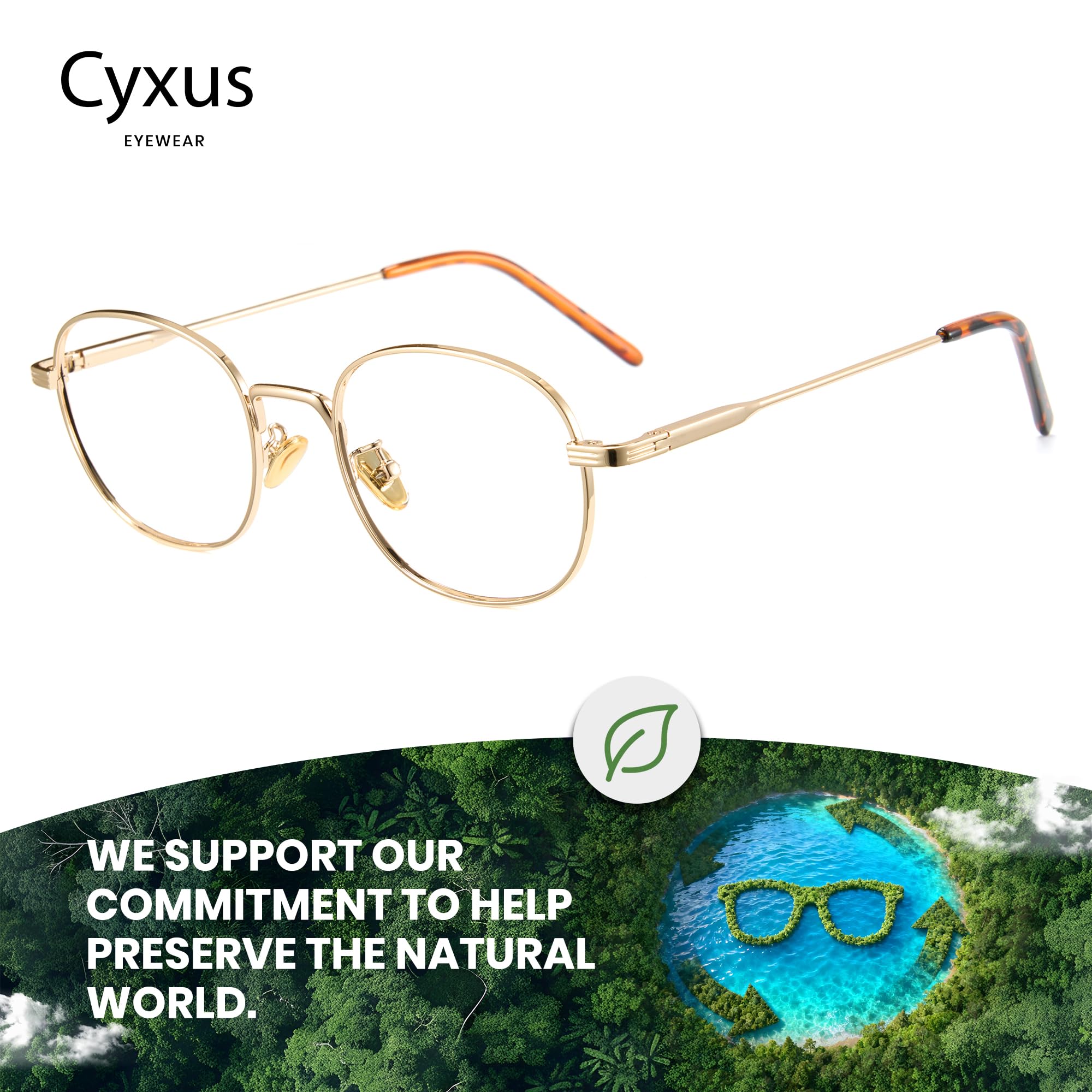 Oval Blue Light Blocking Glasses Metal Frame Anti Eye Strain