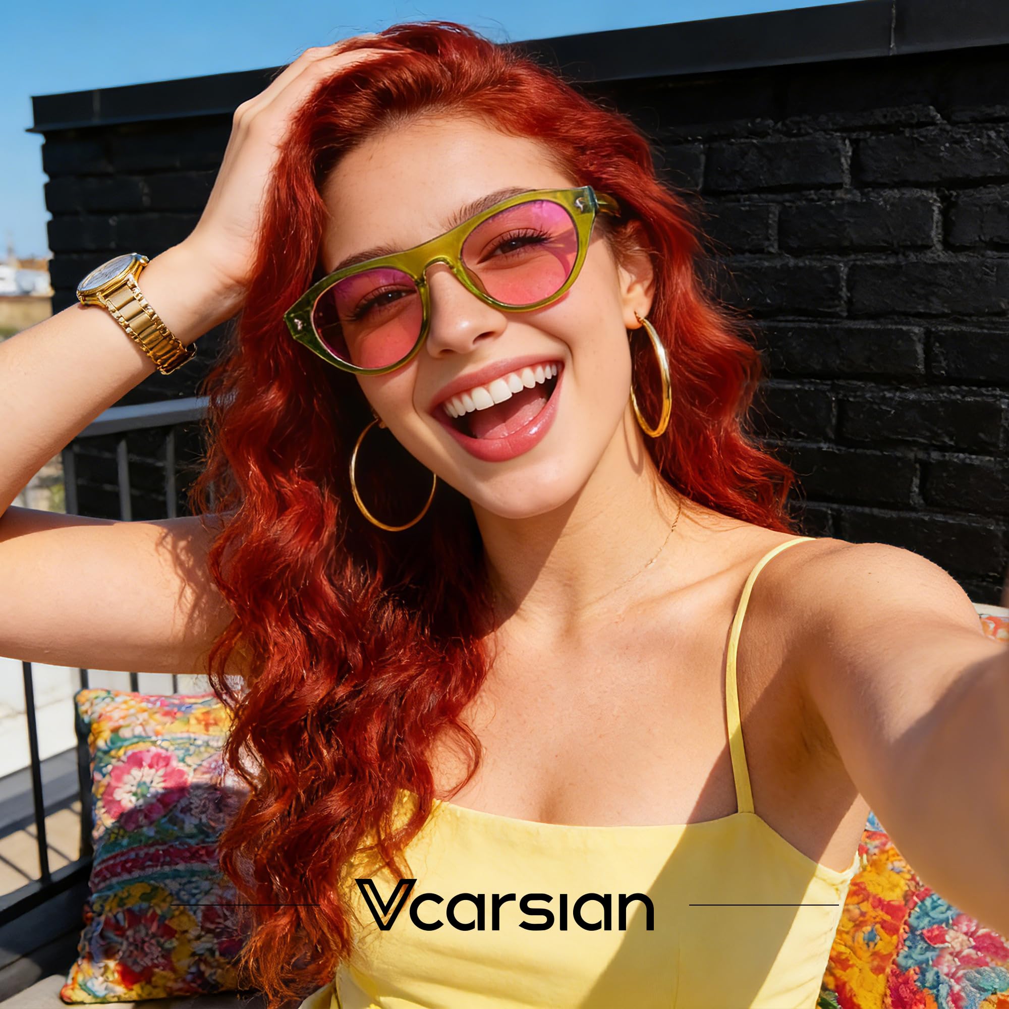 Retro Oval Cat Eye Sunglasses Y2K Vintage Frame