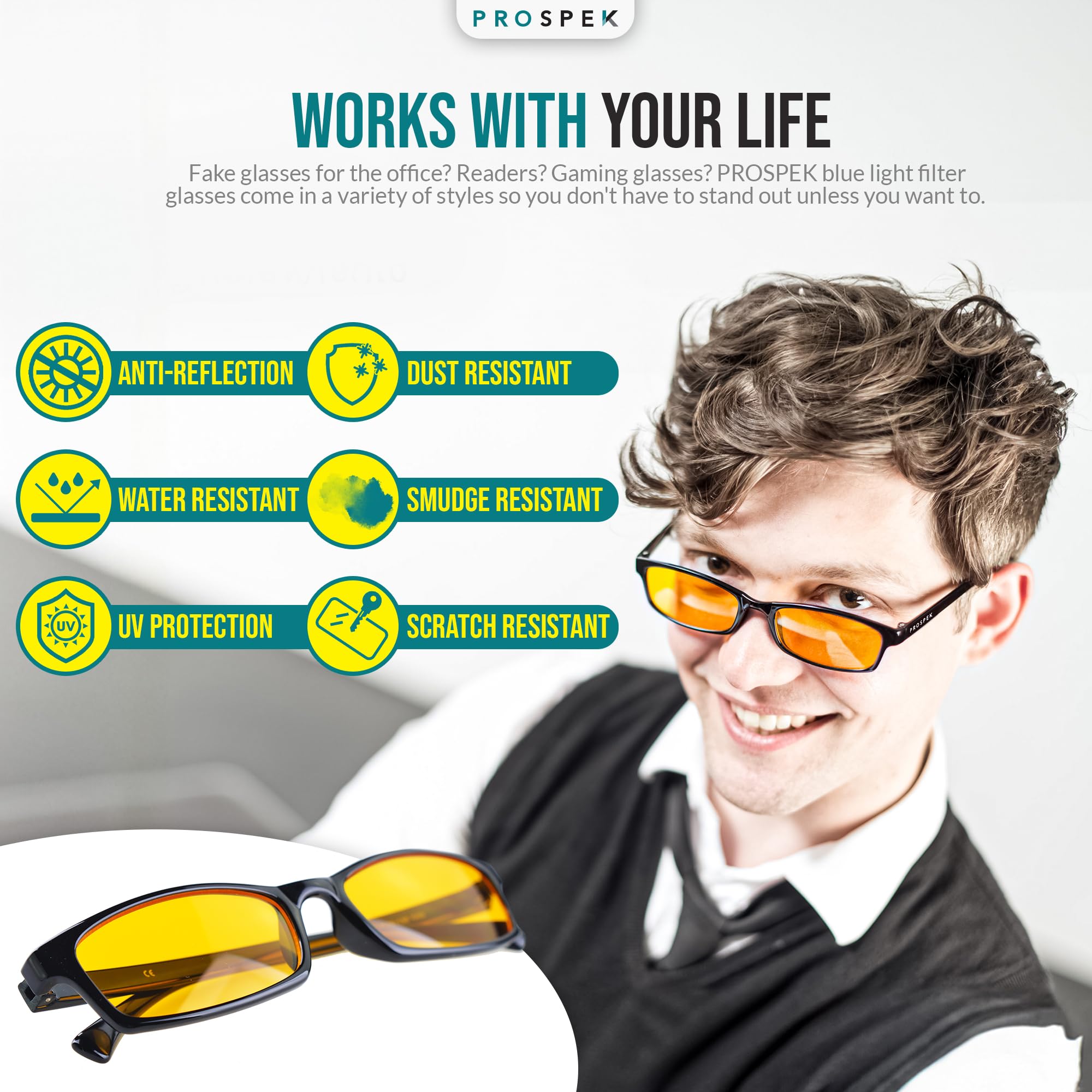 Blue Light Reading Glasses Computer Use Clear Lens 0–3.0