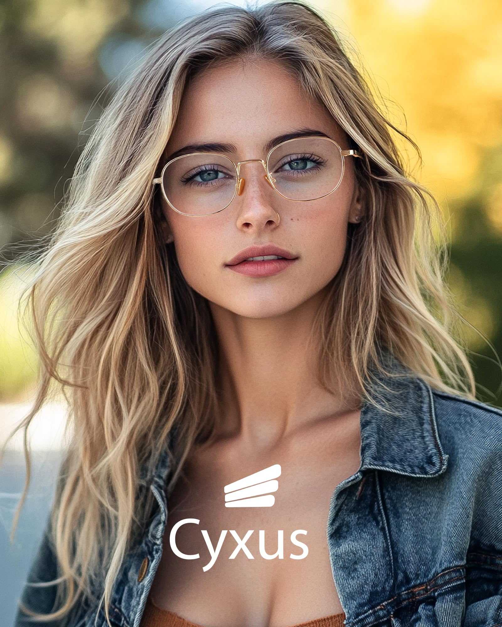Oval Blue Light Blocking Glasses Metal Frame Anti Eye Strain